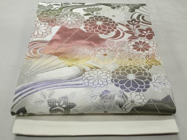 平和屋着物◎六通柄袋帯 檜扇花文 金銀糸 正絹 逸品 CABH8451qe