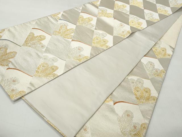 平和屋着物◎六通柄袋帯 唐織 松葉格子文 金銀糸 正絹 逸品 CABH8441qe