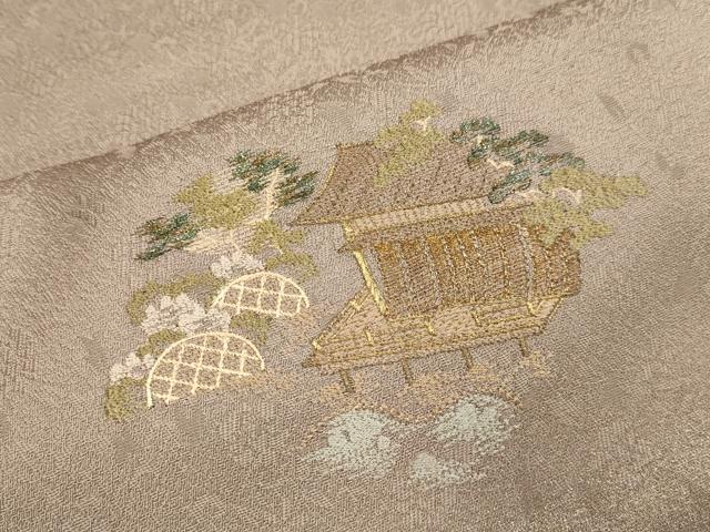 平和屋着物▼訪問着 総刺繍 松皮菱風景文 金糸 三越扱い 正絹 逸品 DABG3598du