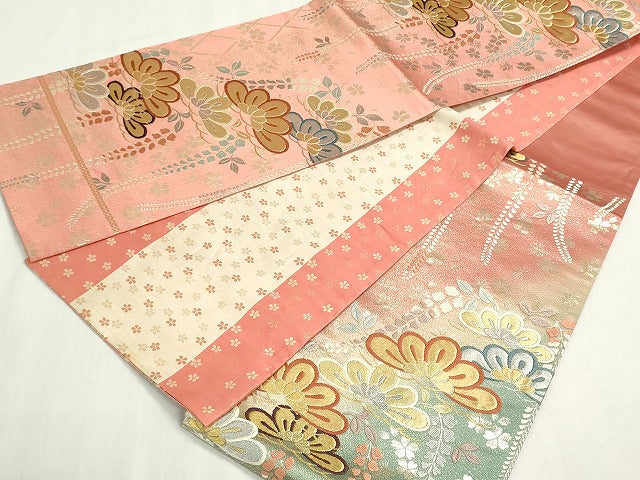 平和屋着物◎両面 六通柄袋帯 唐織 藤笠松 舞桜文 金銀糸 正絹 逸品 DABF8394we