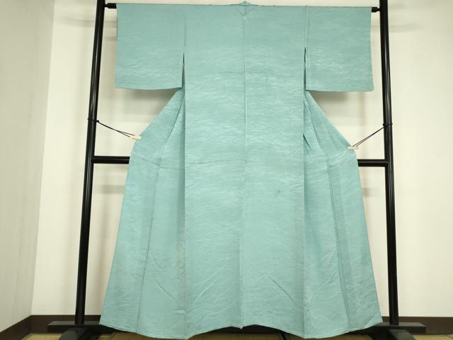 平和屋着物▽上質な色無地 単衣 芝地紋 白群色 松坂屋扱い 正絹 逸品 DABG0405az