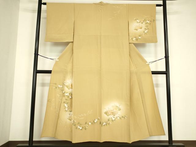 平和屋着物▽中国三大刺繍 スワトウ刺繍 汕頭刺繍 訪問着 単衣 地紙花文 暈し染め 金彩 やまと誂製 正絹 逸品 DABG0434az