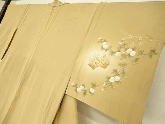 平和屋着物▽中国三大刺繍 スワトウ刺繍 汕頭刺繍 訪問着 単衣 地紙花文 暈し染め 金彩 やまと誂製 正絹 逸品 DABG0434az