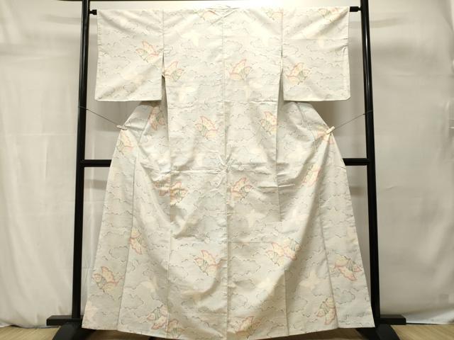 平和屋着物■上質な紬 雲取り舞蝶文 正絹 逸品 CABH0675ev