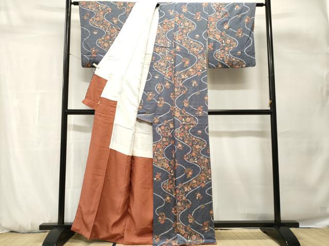 平和屋着物■上質な小紋 絞り 更紗枝花文 金彩 ますいわ屋扱い 正絹 逸品 CABH0670ev