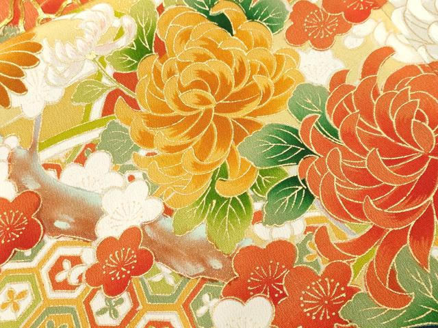 平和屋着物■豪華黒留袖 駒刺繍 吉祥鼓草花文 正絹 逸品 CABH0663ev