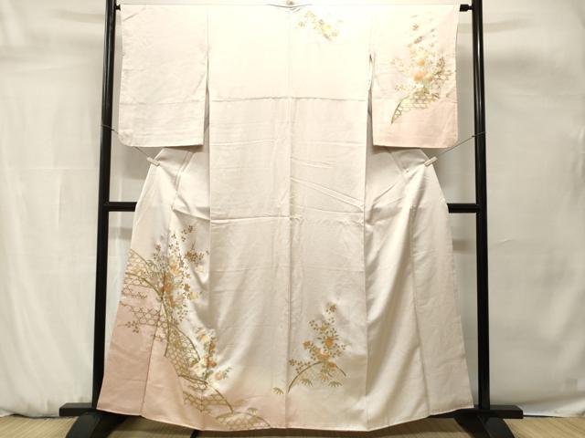 平和屋着物■訪問着 刺繍 籬萩枝花文 暈し染め 金彩 正絹 逸品 CABH0668ev