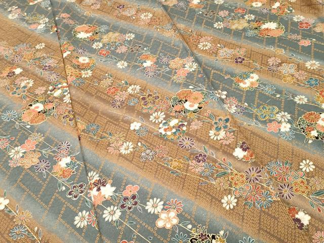 平和屋着物■上質な小紋 斜線雪輪枝花文 暈し染め 金彩 正絹 逸品 CABH0669ev