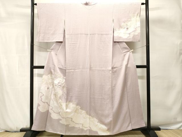 平和屋着物■訪問着 刺繍 絞り 道長檜扇草花文 金銀彩 正絹 逸品 CABH0665ev