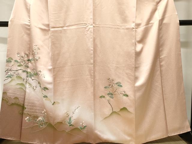 平和屋着物■訪問着 螺鈿 流水枝花文 暈し染め 金銀彩 鈴乃屋扱い 正絹 逸品 CABH0661ev