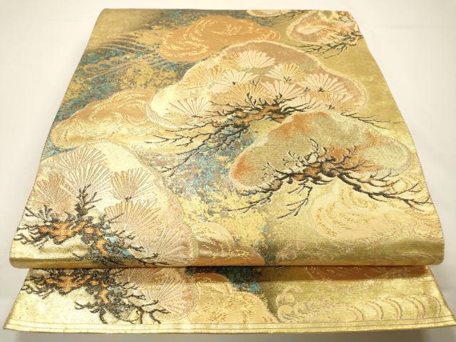 平和屋着物▼六通柄袋帯 波涛彩松文 金糸 引箔 正絹 逸品 DABF2990fe