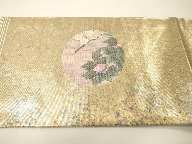 平和屋着物▼九寸名古屋帯 螺鈿箔 花丸文 金銀彩 引箔 正絹 逸品 DABF2985fe