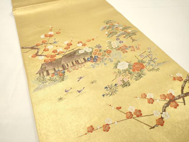 平和屋本店●太鼓柄袋帯 唐織 京洛シリーズ 洛西桂離宮 本金箔 金泥箔 正絹 逸品 DABG5077fe