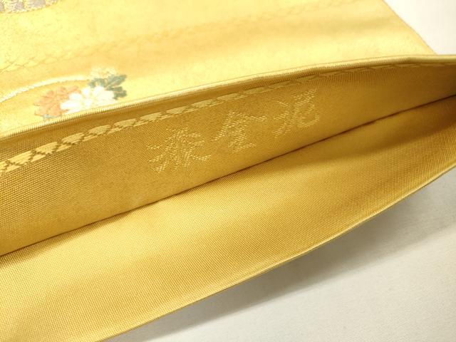 平和屋本店●六通柄袋帯 唐織 御所車山車花文 漆金泥 正絹 逸品 DABG5071fe