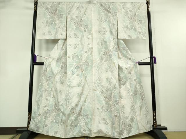 平和屋本店●極上 本場大島紬 白大島 9マルキ 舞蝶花文 逸品 DZAB3273kh6
