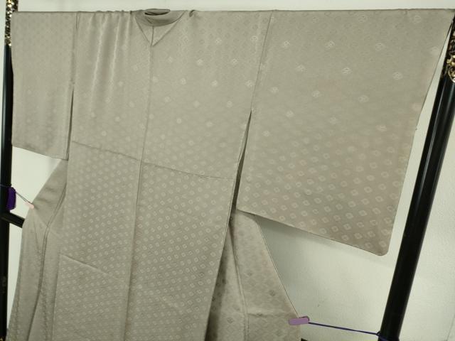 平和屋本店●極上 創業460年・千總 色無地 お召地 花菱地紋 枯野色 高島屋扱い 反端付き 逸品 DZAB4636kh6