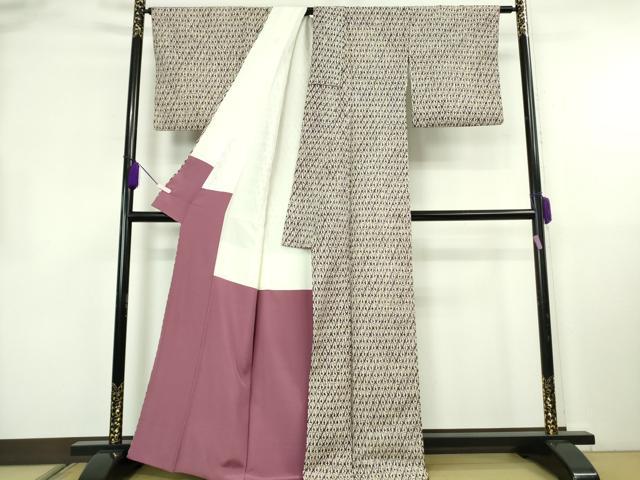 平和屋本店●極上 岩手の匠 草紫堂 南部絞り 紫根染 紬 菱繋ぎ 正絹 逸品 DZAB4106kh6