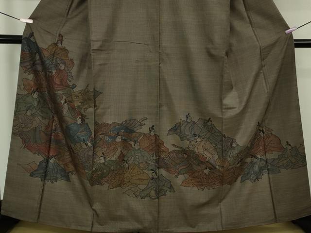 平和屋本店●極上 絣の魔術師 恵積五郎 本場大島紬 恵大島織物謹製 本場大島紬 訪問着 9マルキ 泥染 三十六歌仙 証紙付き 逸品 DZAB4181kh6
