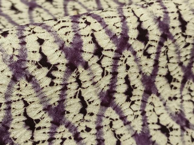 平和屋本店●極上 岩手の匠 草紫堂 南部絞り 紫根染 紬 菱繋ぎ 正絹 逸品 DZAB4106kh6