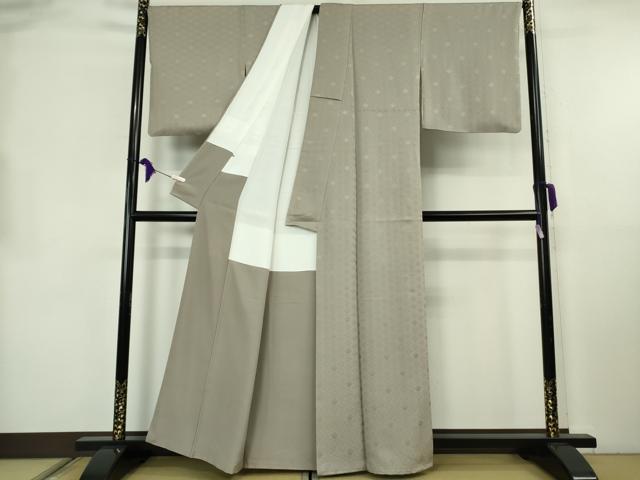 平和屋本店●極上 創業460年・千總 色無地 お召地 花菱地紋 枯野色 高島屋扱い 反端付き 逸品 DZAB4636kh6