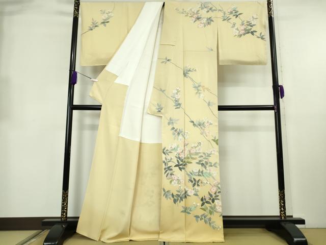平和屋本店●極上 本加賀友禅作家 田丸幸子 訪問着 枝花文 砥粉色地 暈し染め 逸品 未使用 DZAB2299kh6