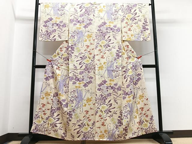 平和屋着物■上質な小紋 草花文 正絹 逸品 CABH4168xe