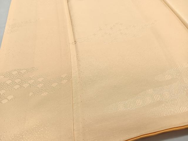 平和屋着物■上質な色無地 吉祥地紋 支子色 正絹 逸品 CABH4194xe