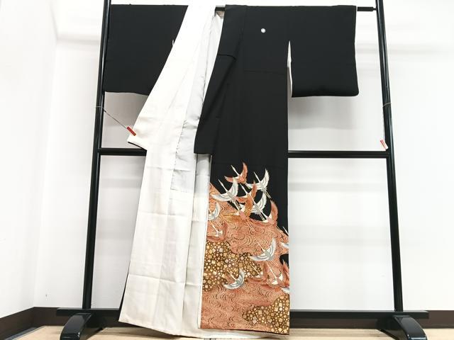 平和屋着物■豪華黒留袖 群鶴 金彩 正絹 逸品 CABH4180xe