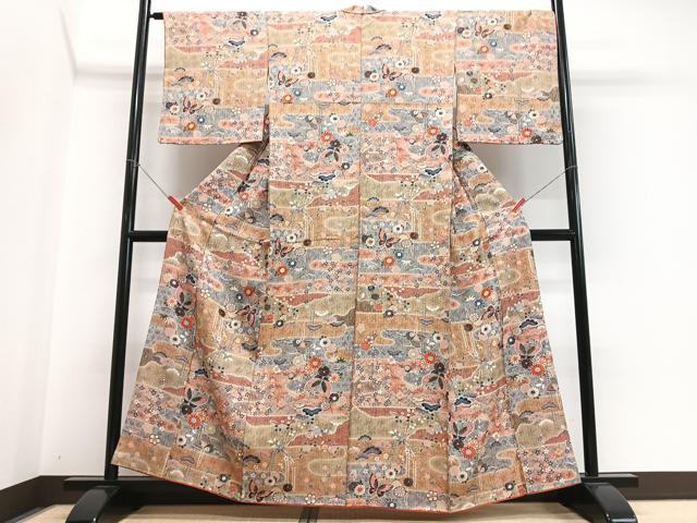 平和屋着物■上質な小紋 花蝶文 正絹 逸品 CABH4211xe