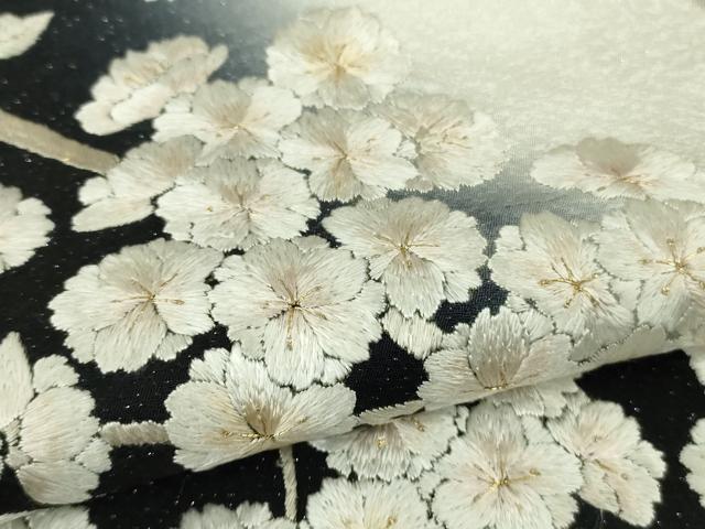 平和屋本店●極上 訪問着 総手刺繍 八重桜 暈し染め 金糸 銀通し地 逸品 DZAB2401kh6