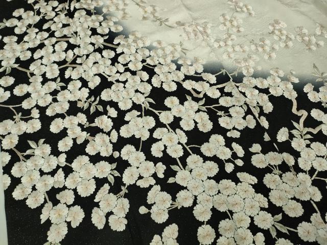 平和屋本店●極上 訪問着 総手刺繍 八重桜 暈し染め 金糸 銀通し地 逸品 DZAB2401kh6