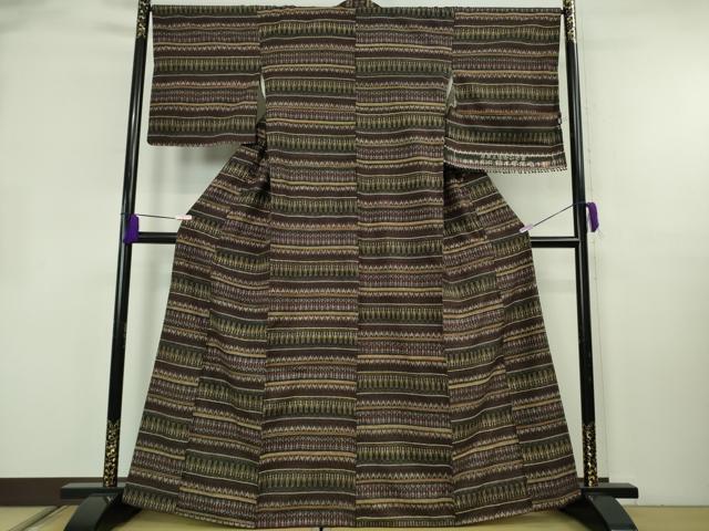 平和屋本店●極上 日本工芸会正会員 伝統工芸士 鈴木苧紡庵 紬 松坂屋扱い 反端付き 逸品 DZAB2417kh6