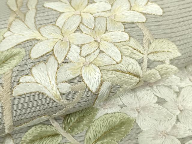 平和屋本店*極上 夏物 訪問着 絽 総手刺繍 草花文 象牙色地 暈し染め 金糸 逸品 未使用 DZAB2290kh6