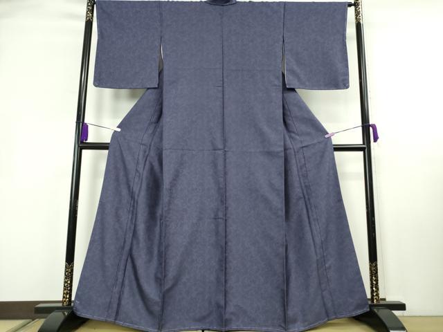 平和屋本店●極上 十代 紅谷藤兵郎 御寮織 お召 紅花染 鳳凰桐笹地紋 紺藍色 反端付き 逸品 未使用 DZAB1553kh6