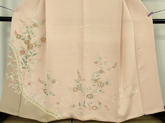 平和屋本店●極上 創業460年・千總 訪問着 駒刺繍 花唐草文 虹色地 金彩 小田急百貨店扱い 逸品 DZAB2821kh6
