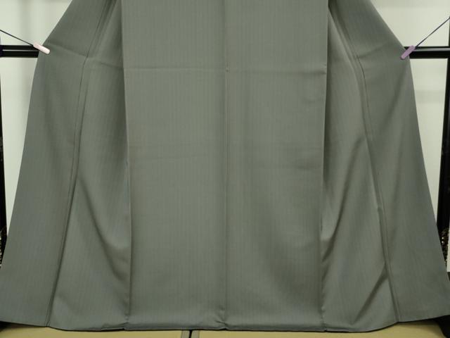 平和屋本店●極上 お召 毛万筋 墨色×薄鈍色 逸品 DZAB2538kh6