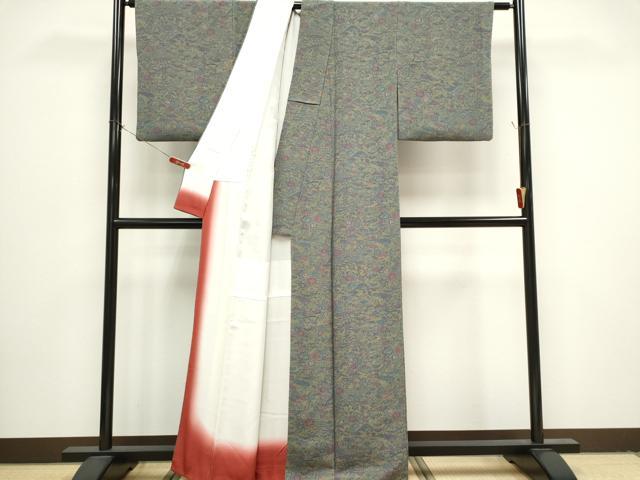 平和屋着物■上質な小紋 風景花文 鬼しぼ縮緬 正絹 逸品 CABH1046ou