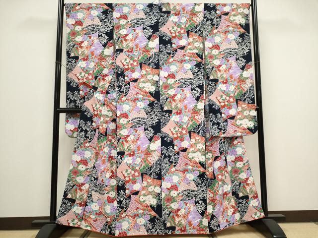 平和屋着物■振袖 色紙重ね吉祥草花文 洗える着物 CABH1028ou