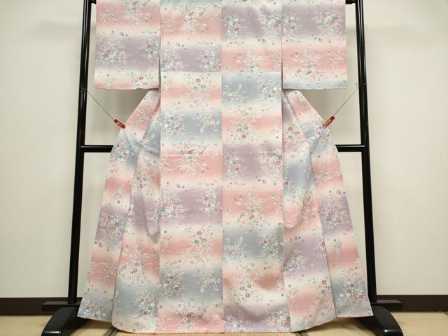 平和屋着物■小紋 草花文 洗える着物 CABH1034ou