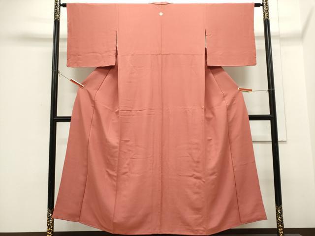 平和屋着物■上質な色無地 甚三紅色 正絹 逸品 CABH1019ou