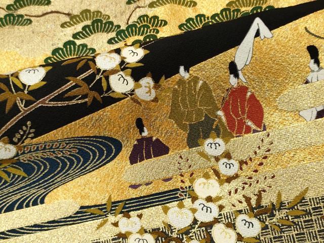 平和屋着物■豪華黒留袖 作家物 人物風景文 金彩 正絹 逸品 CABH1007ou
