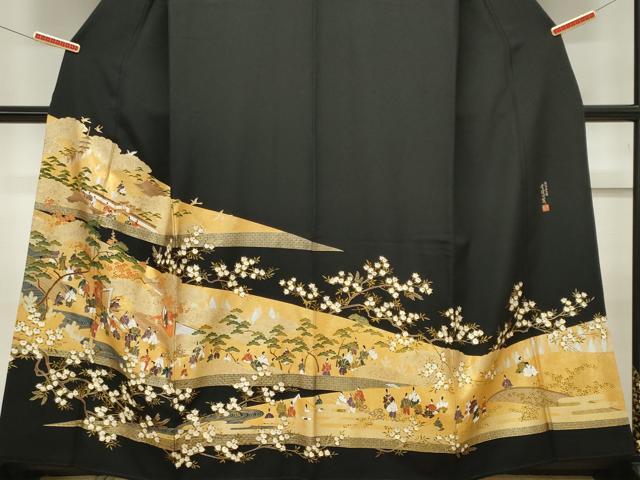 平和屋着物■豪華黒留袖 作家物 人物風景文 金彩 正絹 逸品 CABH1007ou
