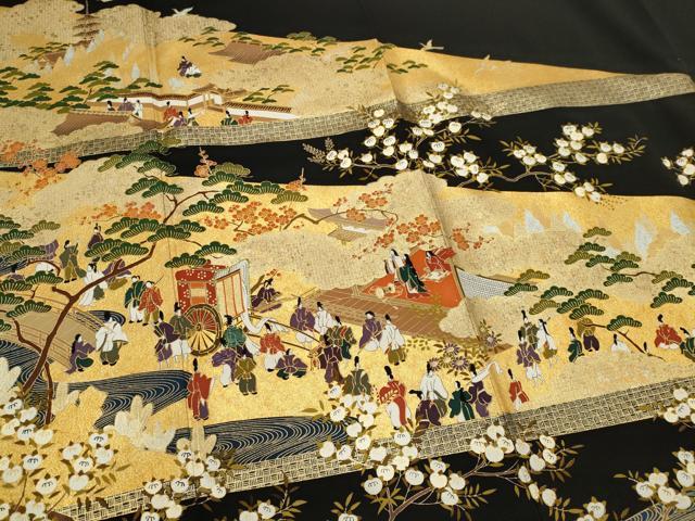 平和屋着物■豪華黒留袖 作家物 人物風景文 金彩 正絹 逸品 CABH1007ou