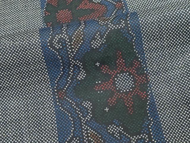 平和屋着物■本場大島紬 7マルキ 花唐草間道 正絹 逸品 CABH1023ou