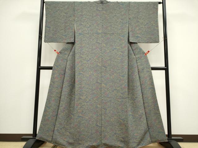 平和屋着物■上質な小紋 風景花文 鬼しぼ縮緬 正絹 逸品 CABH1046ou