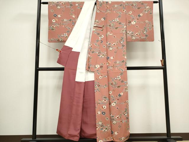 平和屋着物■上質な小紋 枝花文 正絹 逸品 CABH1053ou
