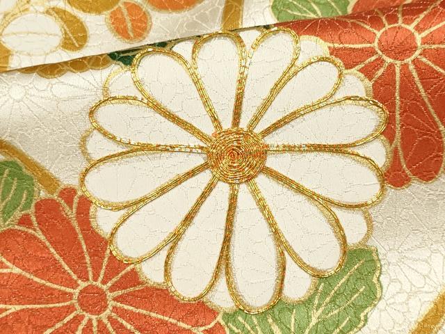 平和屋着物■豪華振袖 駒刺繍 草花文 金彩 正絹 逸品 CABH1058ou