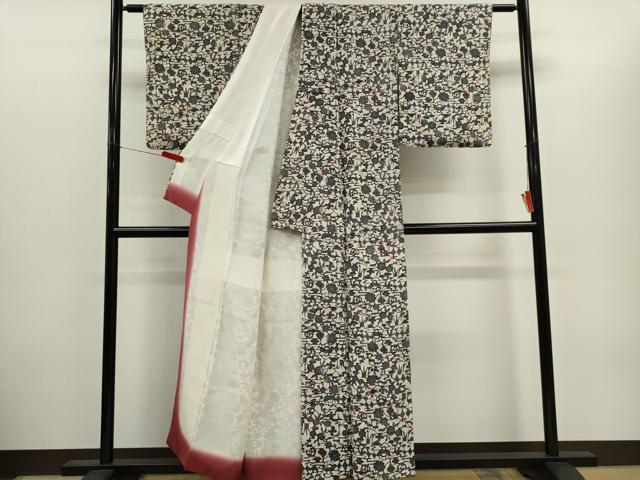 平和屋着物■上質な小紋 型染め 風景花文 正絹 逸品 CABH1074ou