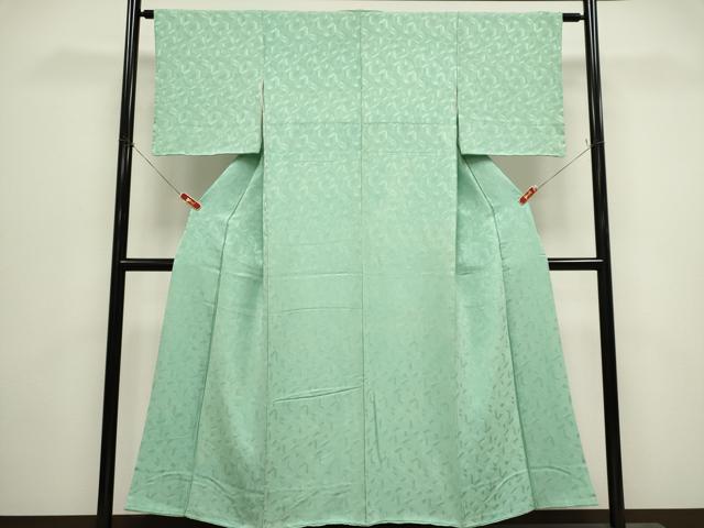平和屋着物■上質な色無地 幾何学地紋 薄萌葱色 正絹 逸品 CABH1048ou