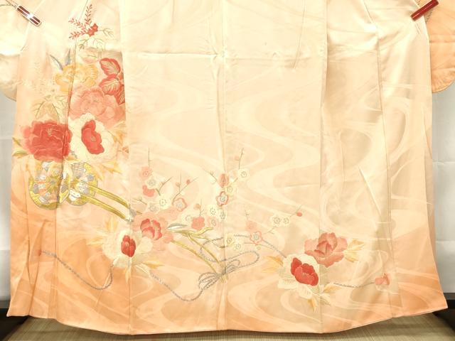 平和屋着物■豪華振袖 総刺繍 御所車花文 暈し染め 金銀糸 正絹 逸品 DABG7097zy